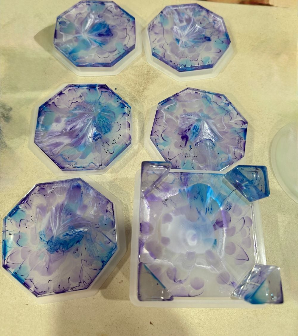 Octagon Resin Coaster Set