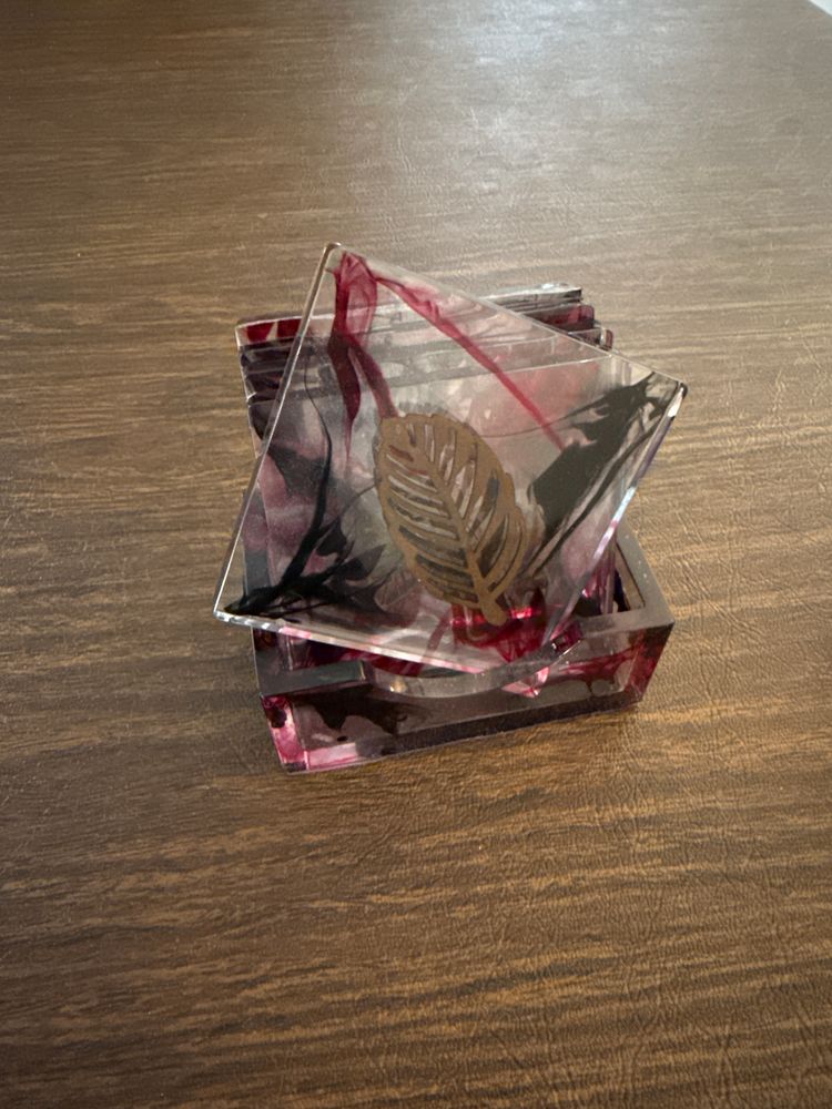 Leaf Resin coaster and holder