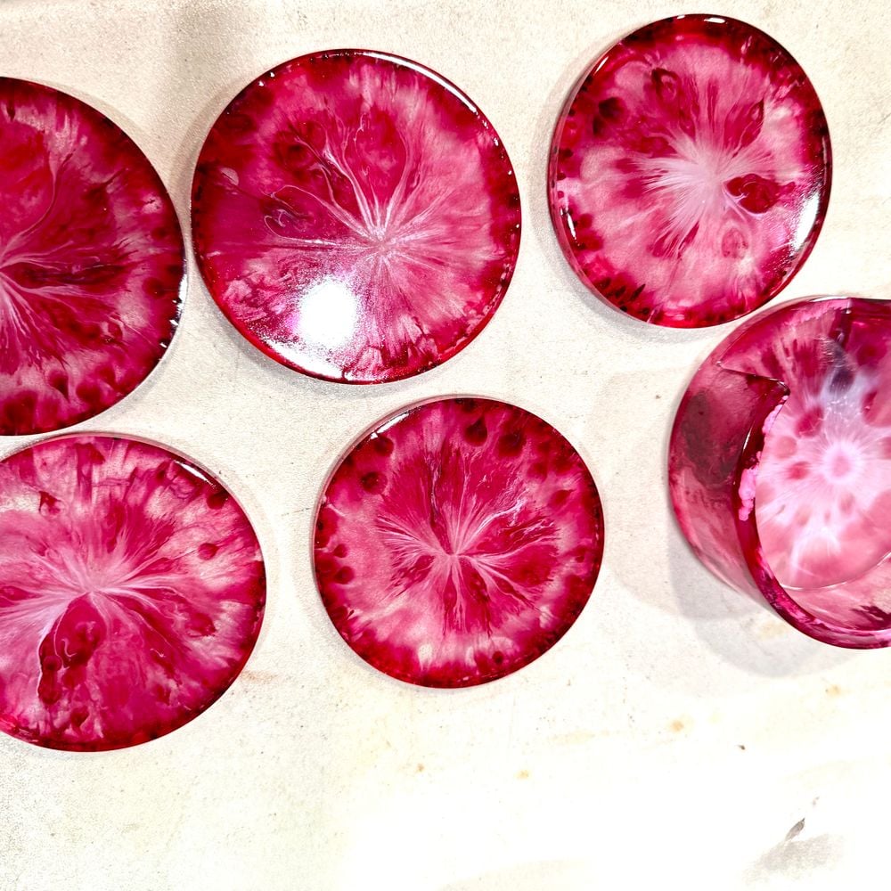 Red Resin Coaster set