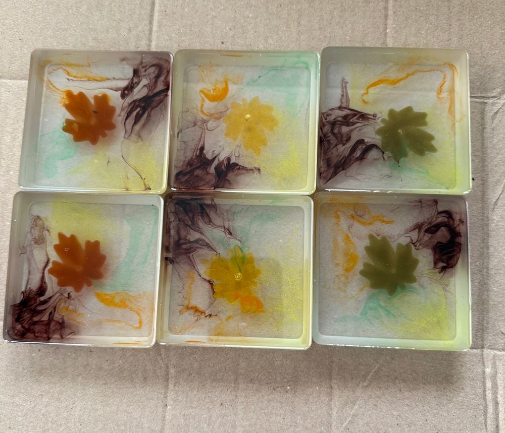 Fall Leaf Resin Coaster Set